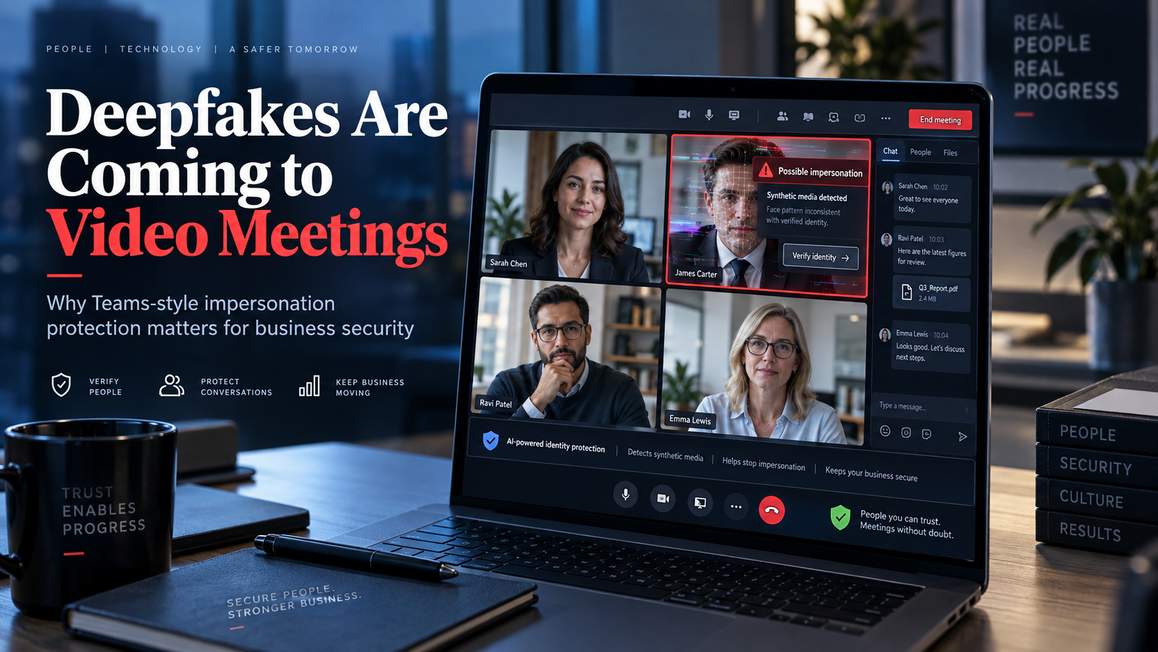Deepfake Warnings in Video Meetings